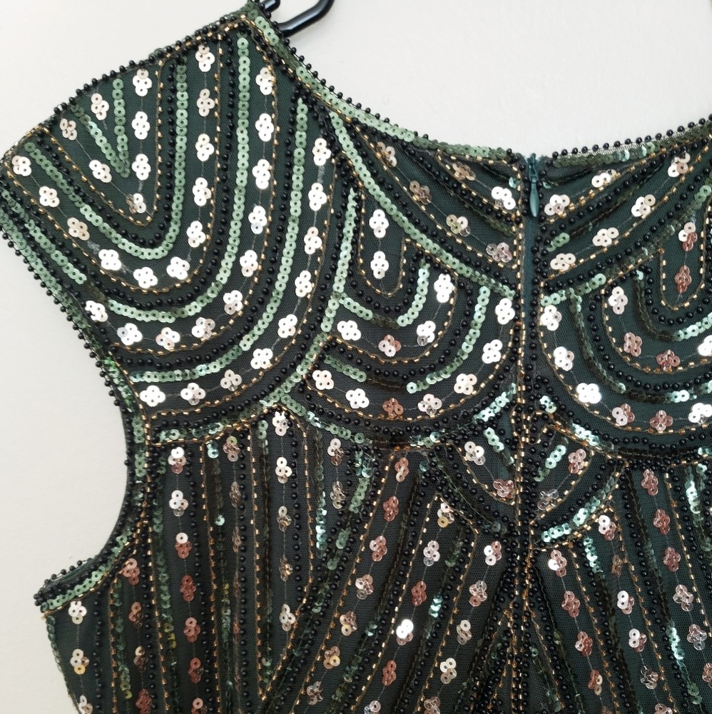 1920's Long Prom Dresses Beaded Sequin Art